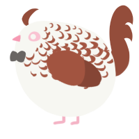 A white and russet chicken with a half-lace pattern