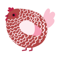 A red and rose chicken with a lace pattern