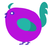 A amethyst and turquoise chicken