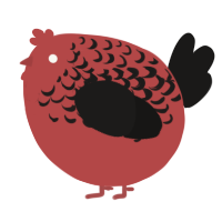 A red and sable chicken with a half-lace pattern