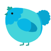 A aqua and cerulean chicken with a head pattern