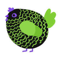 A black and grass chicken with a lace pattern