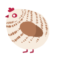 A cream and brown chicken with a bar pattern