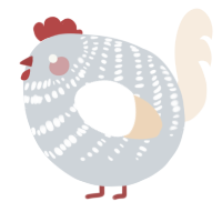 A mist and cream chicken with a bar pattern