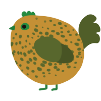 A gold and olive chicken with a speckle pattern