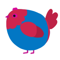 A sapphire and crimson chicken with a head pattern