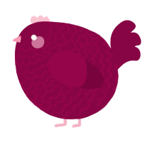 A maroon chicken with a lace pattern