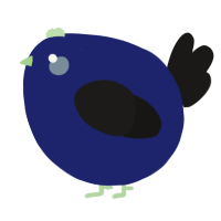 A navy and sable chicken