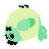 A apple and spring chicken with a head pattern