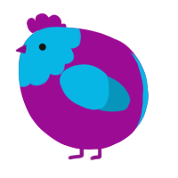 A plum and cerulean chicken with a head pattern