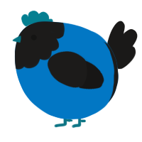 A sapphire and sable chicken with a head pattern