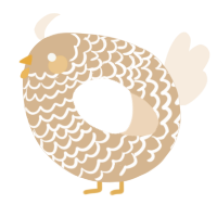 A beige and cream chicken with a lace pattern