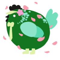 A leaf and mint chicken with a neck-speckle pattern
