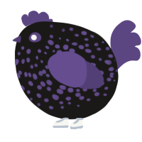 A sable and overcast chicken with a speckle pattern