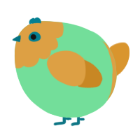 A spring and orange chicken with a head pattern