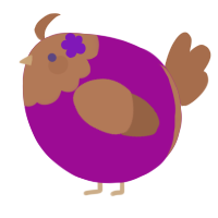 A plum and brown chicken with a head pattern