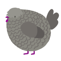 A ash and grey chicken with a lace pattern