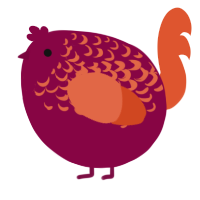 A maroon and vermilion chicken with a half-lace pattern