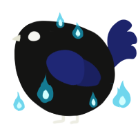 A black and navy chicken