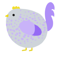 A mist and lilac chicken with a speckle pattern