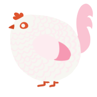 A white and rose chicken with a lace pattern