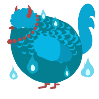 A sea and cerulean chicken with a half-lace pattern
