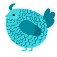 A aqua and sea chicken with a lace pattern