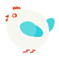 A white and aqua chicken