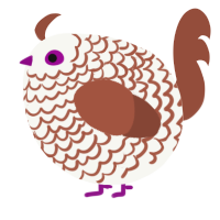 A white and russet chicken with a lace pattern