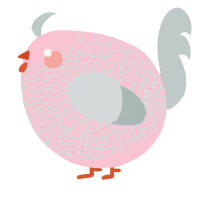 A rose and silver chicken with a double-lace pattern