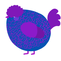 A ultramarine and violet chicken with a double-lace pattern