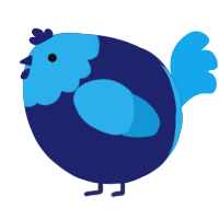 A navy and sky chicken with a head pattern