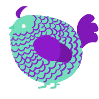 A mint and violet chicken with a lace pattern