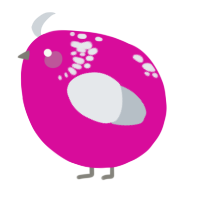 A fuchsia and mist chicken with a neck-speckle pattern