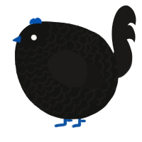 A black and sable chicken with a lace pattern