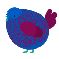 A ultramarine and wine chicken with a double-lace pattern