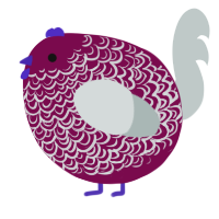 A wine and silver chicken with a double-lace pattern
