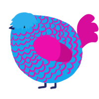 A sky and fuchsia chicken with a lace pattern