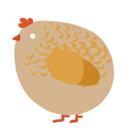 A beige and orange chicken with a half-lace pattern