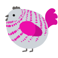 A mist and fuchsia chicken with a bar pattern