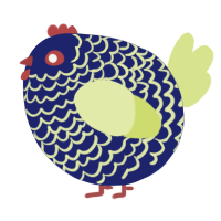 A navy and lemon chicken with a lace pattern