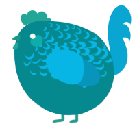 A teal and cerulean chicken with a half-lace pattern