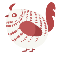 A white and red chicken with a bar pattern