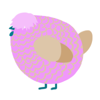 A lavender and beige chicken with a lace pattern
