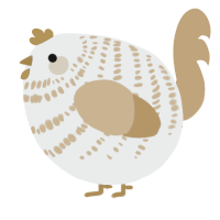 A silver and orange chicken with a bar pattern