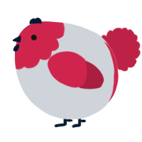 A mist and crimson chicken with a head pattern