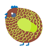 A russet and lime chicken with a lace pattern