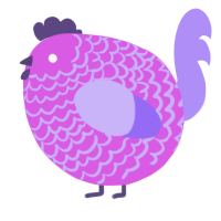 A orchid and lilac chicken with a lace pattern