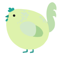 A apple and gluppy chicken with a neck-speckle pattern