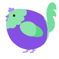 A blurple and spring chicken with a head pattern